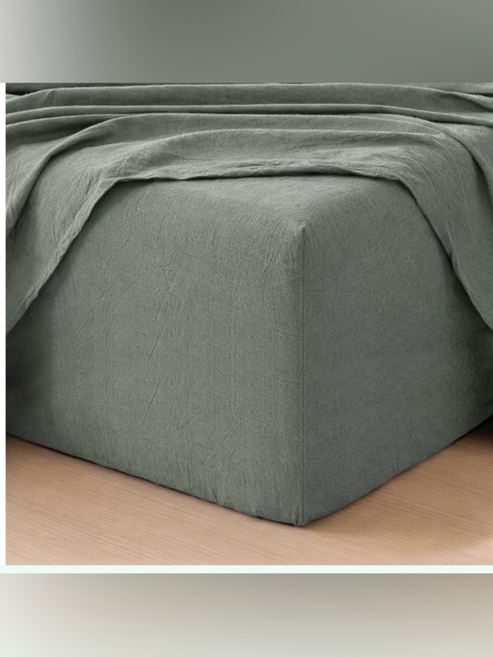 100% Washed Cotton Fitted Sheet (Bottom Sheet Only) King HEATHERED GREEN